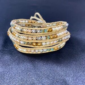 Boho wrap bracelet 34 inch Freshwater Pearls And
Crystals‎